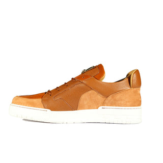 Mauri 8412/S Boss Men's Shoes Cognac & Gold Exotic Crocodile / Suede / Patent Leather Casual Sneakers (MAS5334-S)-AmbrogioShoes