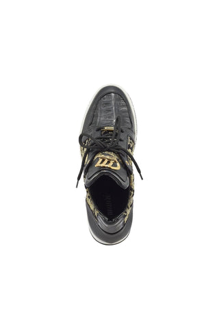 Mauri 8413 Hustler Black & Gold Crocodile / Didier Fabric / Patent Casual Sneakers (MA5364)