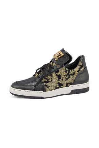 Mauri 8413 Hustler Black & Gold Crocodile / Didier Fabric / Patent Casual Sneakers (MA5364)