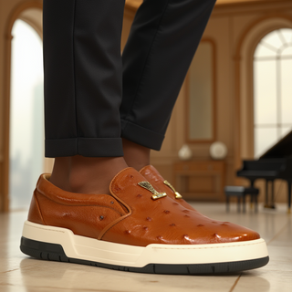 Mauri 8419/1 Posh Exotic Ostrich Slip-On Sneakers (MA5653)-AmbrogioShoes