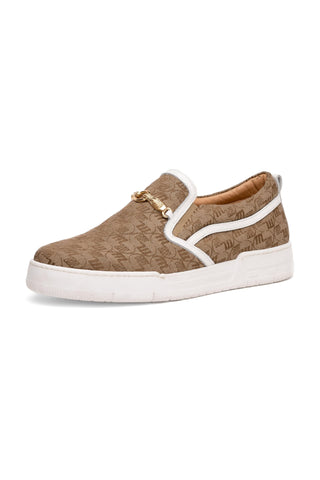 Mauri 8419/2 Posh Double M Fabric & Time Leather Slip-On Sneakers (MA5615)(Made to Order)-AmbrogioShoes