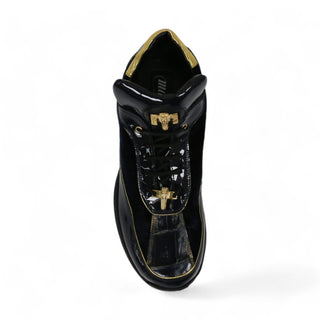 Mauri 8420 Bubble Gold & Wonder Blue Exotic Crocodile / Velvet / Patent Leather Casual Sneakers (MA5411)-AmbrogioShoes