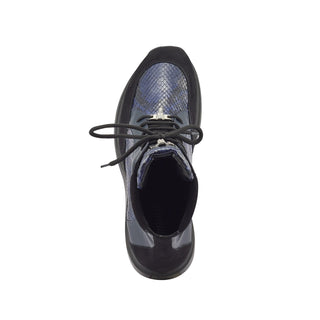 Mauri 8421 Viper Men's Shoes Exotic Python Skin / Nappa / Suede Leather High-Top Sneakers (MA5369)-AmbrogioShoes