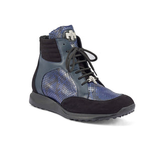 Mauri 8421 Viper Men's Shoes Exotic Python Skin / Nappa / Suede Leather High-Top Sneakers (MA5369)-AmbrogioShoes