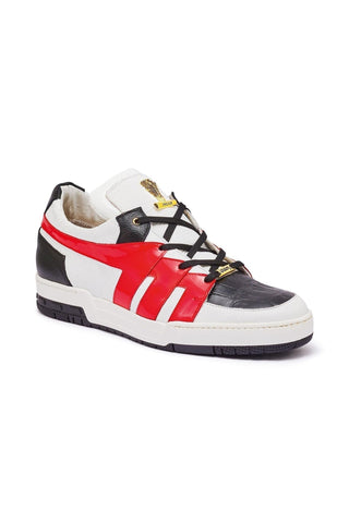 Mauri 8424 Outlaw White, Black & Red Crocodile / Patent / Patent Sneakers (MA5349)