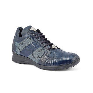 Mauri 8425 Graffiti Exotic Ostrich Skin / Crocodile Skin / Nappa Leather / Fabric Sneakers (MA5391)(Made to Order)-AmbrogioShoes