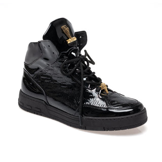 Mauri 8429 Exotic Crocodile Skin & Embossed Patent Leather High-Top Sneaker (MA5678)-AmbrogioShoes