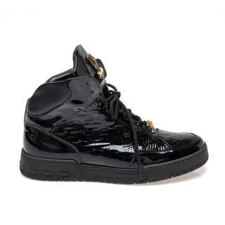 Mauri 8429 Men's Shoes Exotic Crocodile Skin & Embossed Patent Leather High-Top Sneaker (MA5678)-AmbrogioShoes