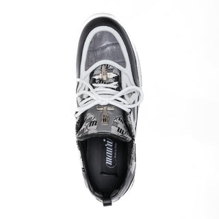 Mauri 8435 Abstract Exotic Crocodile Skin / Nappa Leather / Fabric Sneaker (MA5685)-AmbrogioShoes