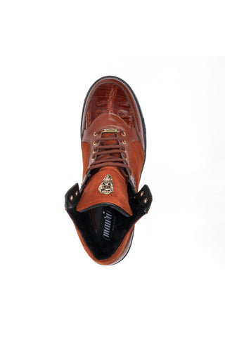 Mauri 8496 Jacked Crocodile Skin / Nappa / Suede Shearling High-Top Sneaker (MA5679)