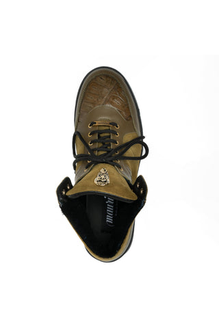 Mauri 8496 Jacked Exotic Crocodile Skin / Nappa Leather / Suede Shearling High-Top Sneaker (MA5679)-AmbrogioShoes