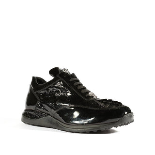 Mauri 8514 Blunt Exotic Hornback & Embossed Patent Leather Sneakers (MA5332)-AmbrogioShoes