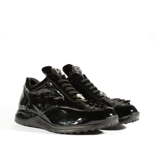 Mauri 8514 Blunt Men's Shoes Exotic Hornback & Embossed Patent Leather Sneakers (MA5332)(Special Order)-AmbrogioShoes