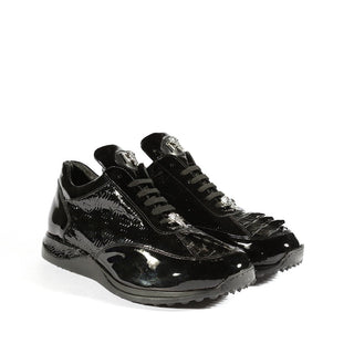 Mauri 8514 Blunt Men's Shoes Exotic Hornback & Embossed Patent Leather Sneakers (MA5332)(Special Order)-AmbrogioShoes
