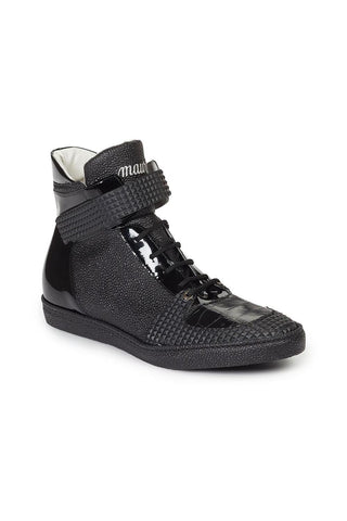 Mauri 8529 Men's Casual Nemo Fabric / Baby Croc / Patent Black Sneakers (MA3024)