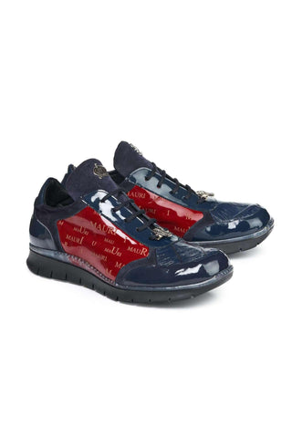 Mauri 8571 Legend Red and Wonder Blue Baby Crocodile / Suede / Patent Sneakers (MA5025)