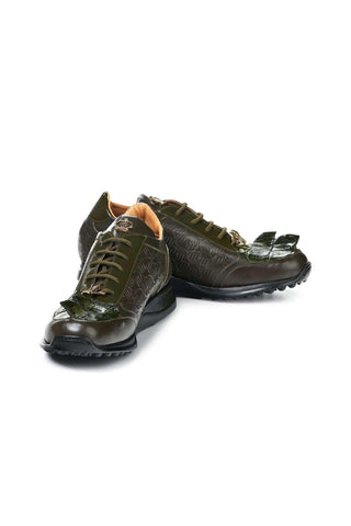 Mauri 8573 Native Olive Leather Embossed and Patent Sneakers (MA5022)