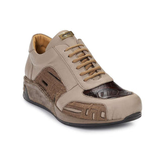 Mauri Shoes Exotic Skin Men's Nappa Calf-skin Leather & Baby Croc Brown Sneakers 8587 (MA4927)-AmbrogioShoes