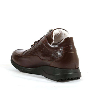 Mauri Shoes 8900/2 Italian Mens Shoes King Nappa Embossed / Croco Dark Brown Sneakers (MA1113)-AmbrogioShoes