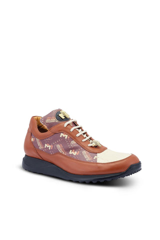 Mauri 8900/2 Tag Cognac, Cream & Brown Crocodile / Nappa Leather Casual Sneakers (MA5446)