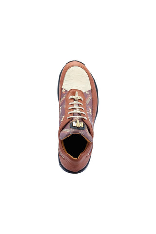 Mauri 8900/2 Tag Cognac, Cream & Brown Crocodile / Nappa Casual Sneakers (MA5446)