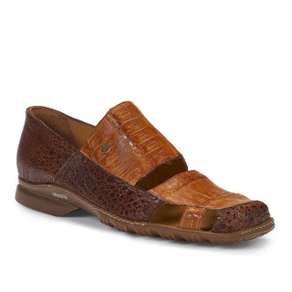 Mauri 9288 Men's Designer Shoes Exotic Skin Frog & Baby Croc Brown Sandals (MA4932)-AmbrogioShoes