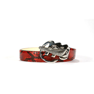 Mauri AB6 Men's Black & Red Exotic Snake-Skin Belt (MAB1023)-AmbrogioShoes