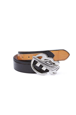 Mauri AB6 Men's Crocodile Skin & Patent Belt (MAB1020)