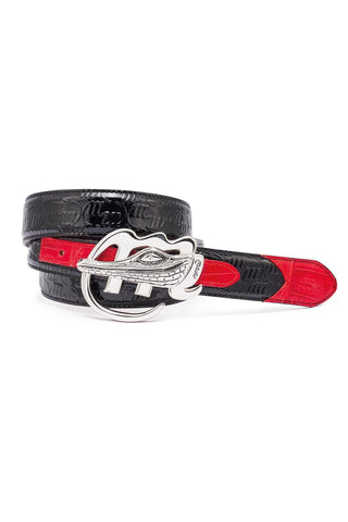 Mauri AB6 Men's Crocodile Skin & Patent Belt (MAB1020)
