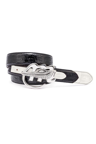 Mauri AB6 Men's Crocodile Skin & Patent Belt (MAB1020)