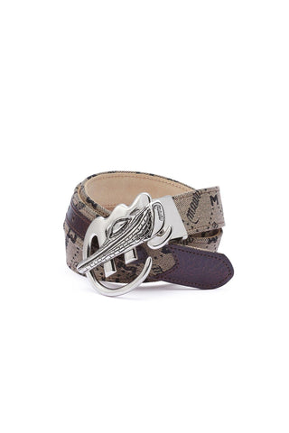 Mauri AB6 Men's Ostrich Skin & Fabric Belt (MAB1013)