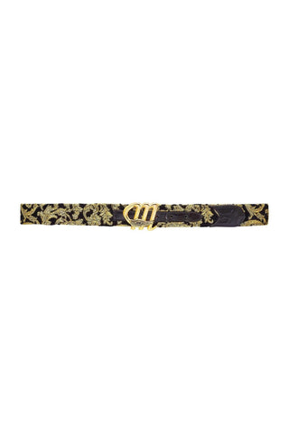 Mauri AB72 Men's Black & Gold Crocodile / Didier Fabric Belt (MAB1014)