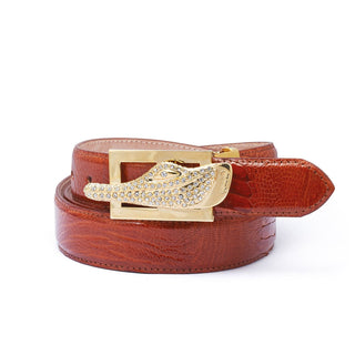 Mauri AB9 Men's Gold Ostrich Leg Belt (MAB1005)-AmbrogioShoes