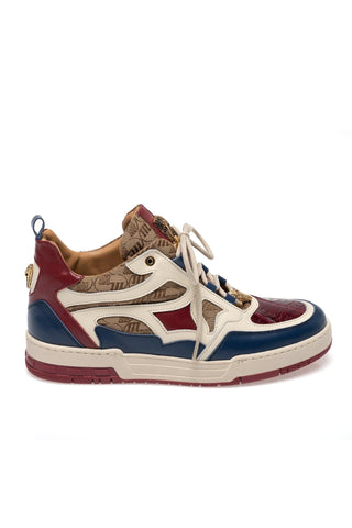 Mauri Abstract Crocodile, Leather & Fabric Sneaker