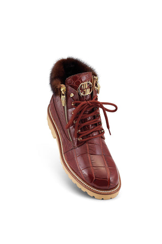 Mauri Adventurer 4987 Alligator Skin & Mink Fur Zipper Boots (MA5459)