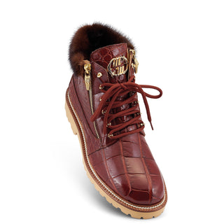 Mauri Adventurer 4987 Men's Shoes Exotic Alligator Skin & Mink Fur Zipper Boots (MA5459)-AmbrogioShoes