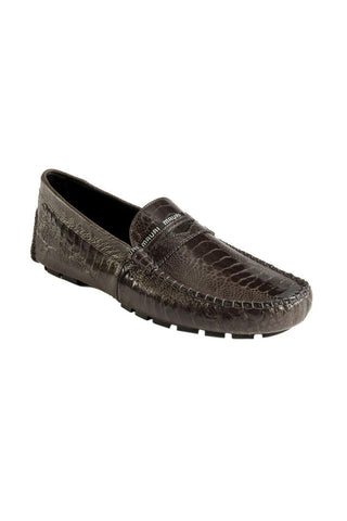 Mauri Agate Gray Ostrich Leg Casual Penny Moccasins 3482 (MAO1044)