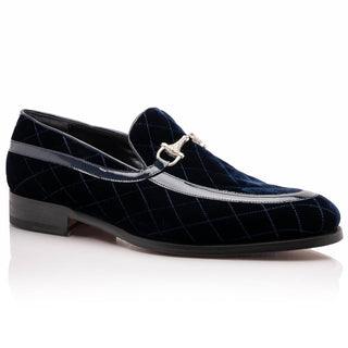 Mauri Allure 3257/1 Men's Shoes Quilted Velvet / Patent leather Slip-on Horsebit Loafers (MA5642)-AmbrogioShoes