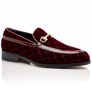 Mauri Allure 3257/1 Men's Shoes Quilted Velvet / Patent leather Slip-on Horsebit Loafers (MA5642)-AmbrogioShoes