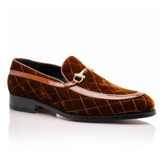 Mauri Allure 3257/1 Quilted Velvet / Patent leather Slip-on Horsebit Loafers (MA5642)(Made to Order)-AmbrogioShoes
