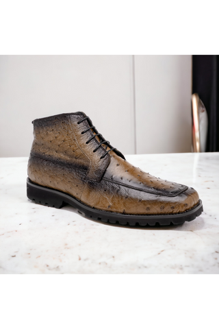 Mauri Angel 3238 Olive with Black Finished Ostrich Split-Toe Derby Boots (MA5588)