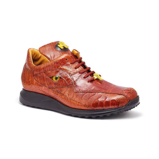 Mauri Apocalypse 8596 Men's Shoes Gold Exotic Crocodile / Ostrich Leg Sneakers (MA5321) (Special Order)-AmbrogioShoes