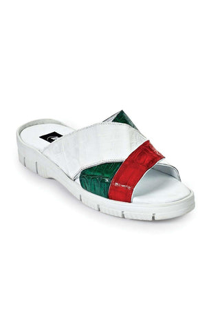 Mauri Art 5018 Designer Shoes Baby Croc Red White & Brilliant Green Sandals (MA4666)