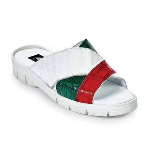 Mauri Art 5018 Designer Shoes Men's Designer Shoes Baby Croc Red White & Brilliant Green Sandals (MA4666)-AmbrogioShoes