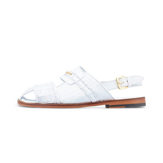 Mauri Bali 5171 Men's Shoes White Exotic Ostrich / Hornback Casual Sandals (MA5524)-AmbrogioShoes