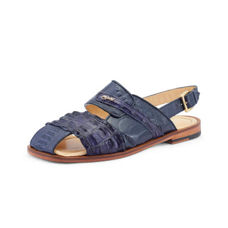 Mauri Bali 5171 Men's Shoes Wonder Blue Exotic Ostrich / Hornback Casual Sandals (MA5523)-AmbrogioShoes