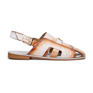 Mauri Barbados 1674/5 Men's Shoes White with Cognac Finish Exotic Alligator / Hornback Sandals (MA5613)-AmbrogioShoes