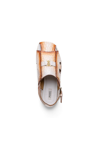Mauri Barbados 1674/5 White with Cognac Finish Alligator / Hornback Sandals (MA5613)