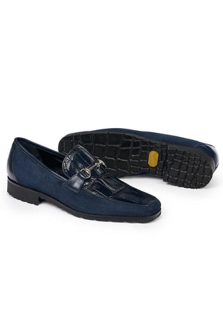 Mauri Betulla Wonder Blue Body Alligator & Calf-skin Leather/Suede Loafers 4882(MA4811)