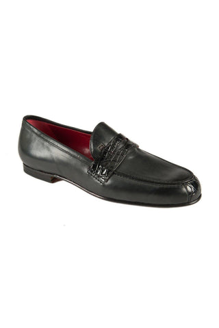 Mauri Black Crocodile /Leather Penny Loafers 4889 (MAO1029)